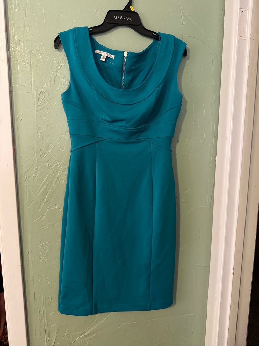 Maggy London Teal Sleeveless Sheath Dress